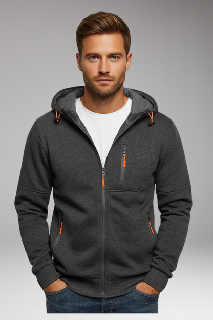 Men's Hooded Sports Jacket Zipper Pockets