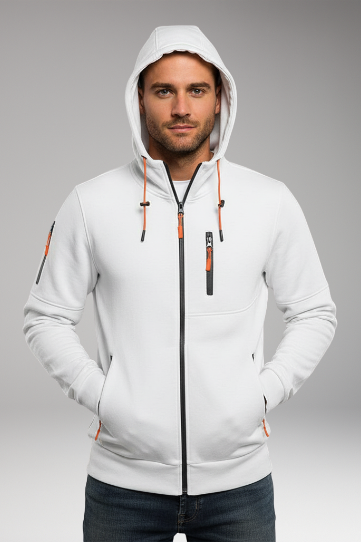 Men's Hooded Sports Jacket Zipper Pockets