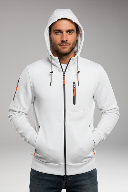 Men's Hooded Sports Jacket Zipper Pockets