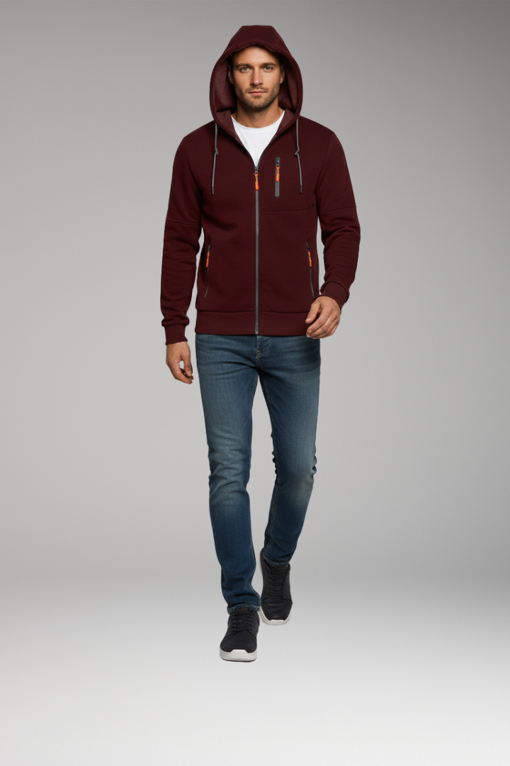 Men's Hooded Sports Jacket Zipper Pockets