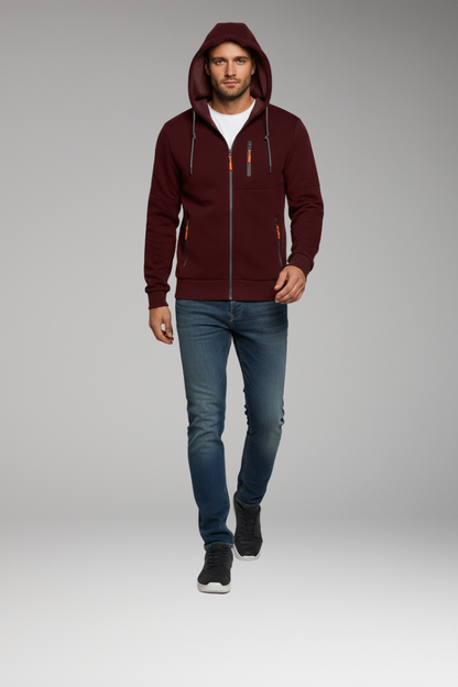 Men's Hooded Sports Jacket Zipper Pockets