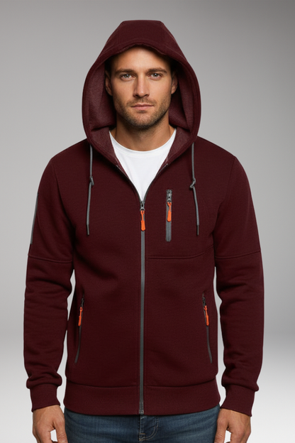 Men's Hooded Sports Jacket Zipper Pockets