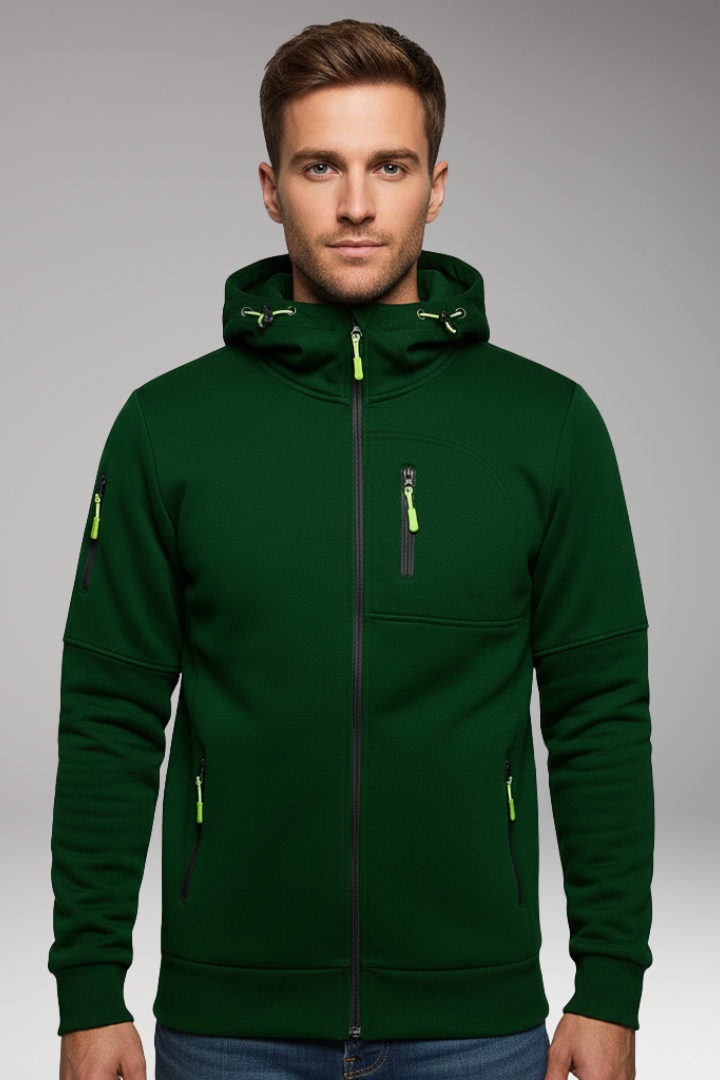 Men's Hooded Sports Jacket Zipper Pockets