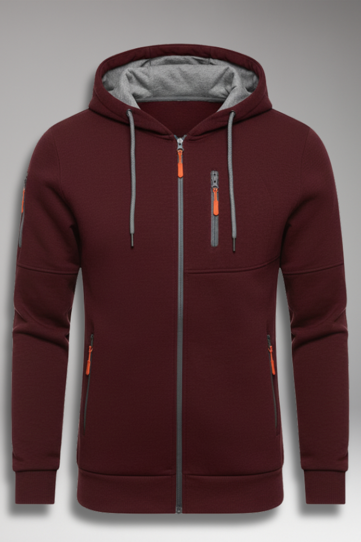 Men's Hooded Sports Jacket Zipper Pockets - 
Fashinoza