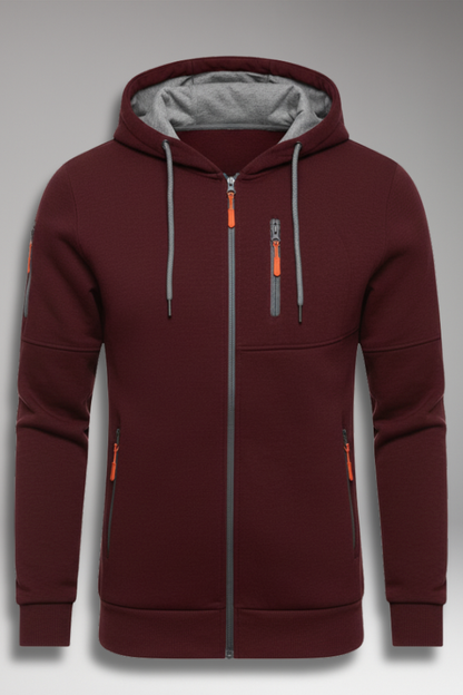 Men's Hooded Sports Jacket Zipper Pockets - 
Fashinoza