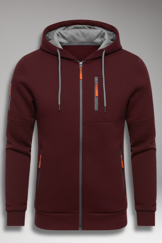 Men's Hooded Sports Jacket Zipper Pockets - 
Fashinoza