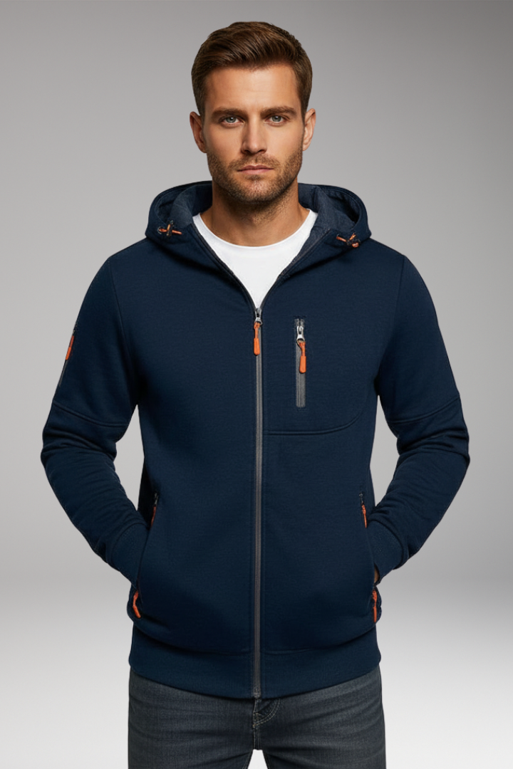 Men's Hooded Sports Jacket Zipper Pockets