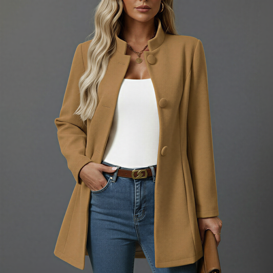 Meredith Women's A-Line Coat Button Front - Fashinoza