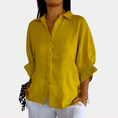 Michele Women's Button Down Cotton Blouse - Fashinoza