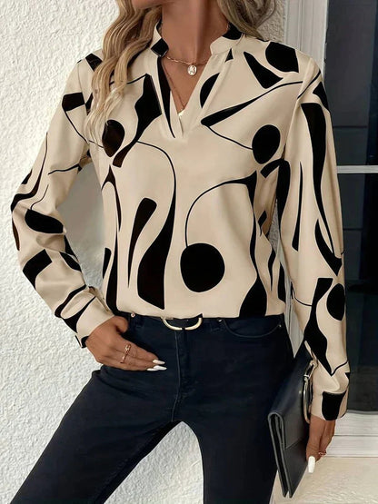 Michele Women's Printed Long Sleeve Blouse - Fashinoza