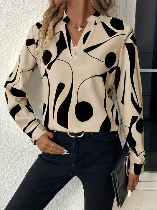 Michele Women's Printed Long Sleeve Blouse - Fashinoza