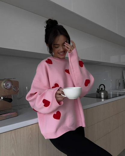 Image of Michele | Women's Oversized Heart Print Sweater