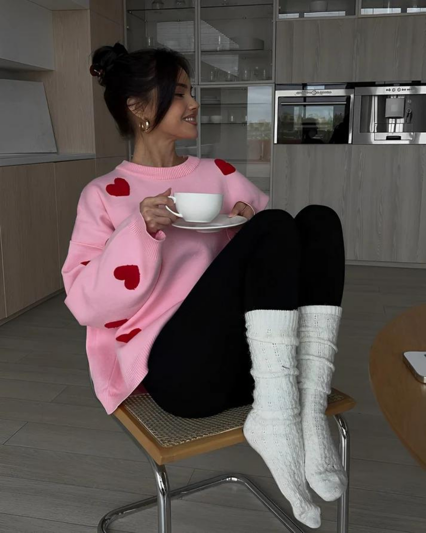 Image of Michele | Women's Oversized Heart Print Sweater