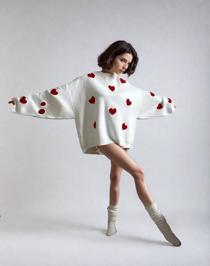 Image of Michele | Women's Oversized Heart Print Sweater