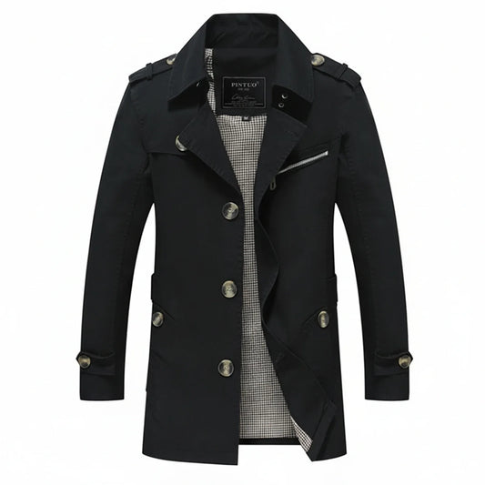 Men's Mid-Length Trench Coat - Fashinoza