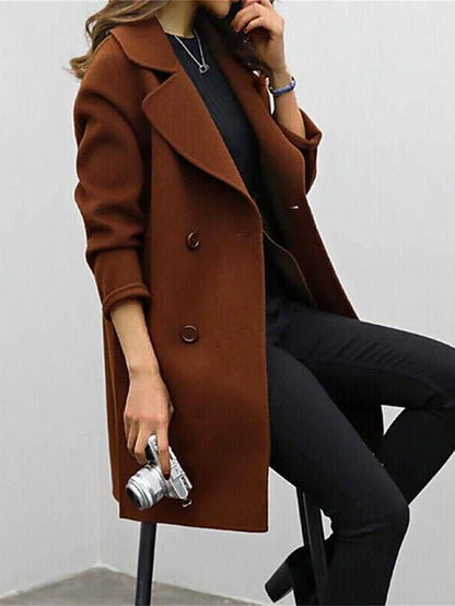 Women's Double-Breasted Trench Coat Notched Lapel Classic
