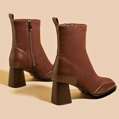 Women's Ankle Boots Square Toe Side Zipper