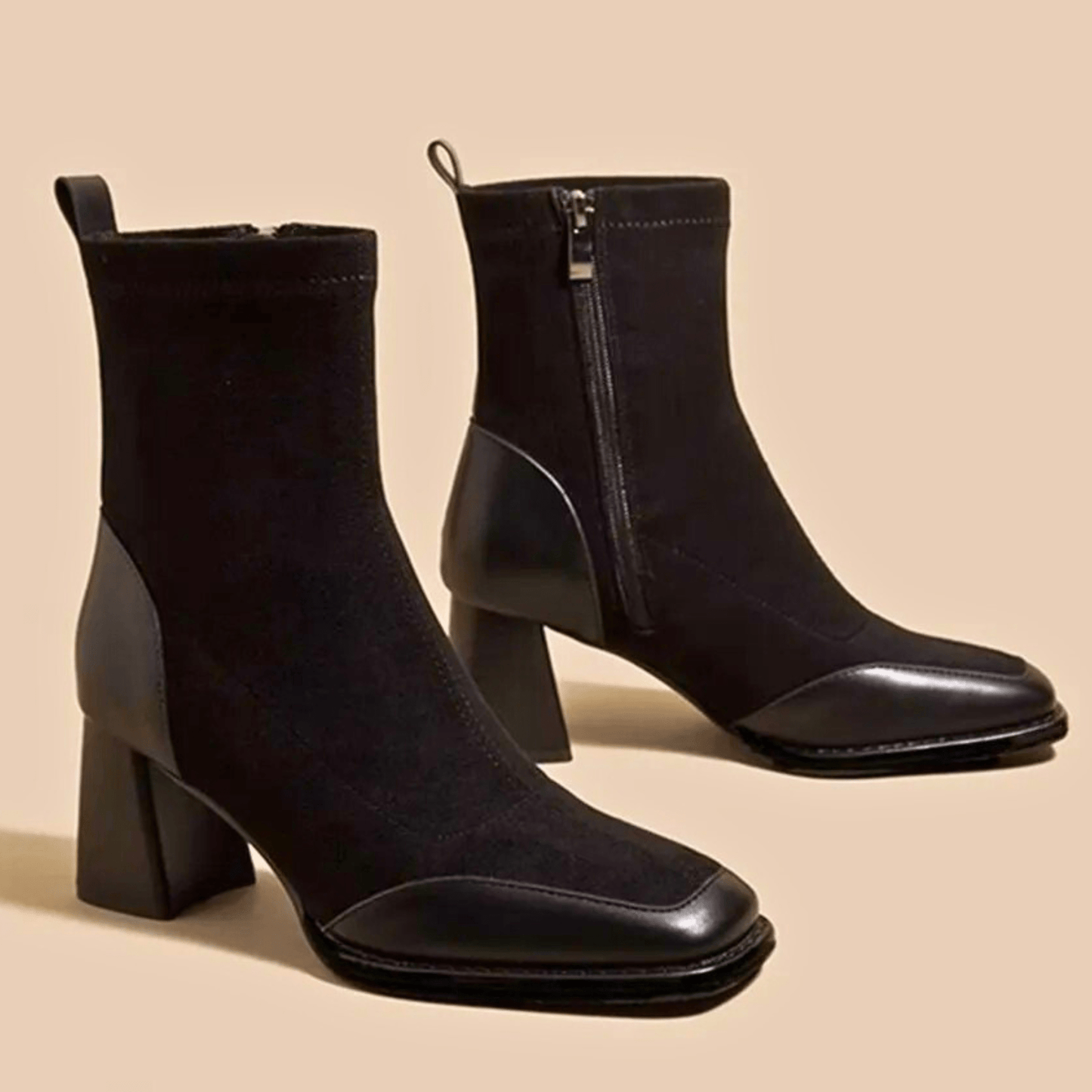 Women's Ankle Boots Square Toe Side Zipper