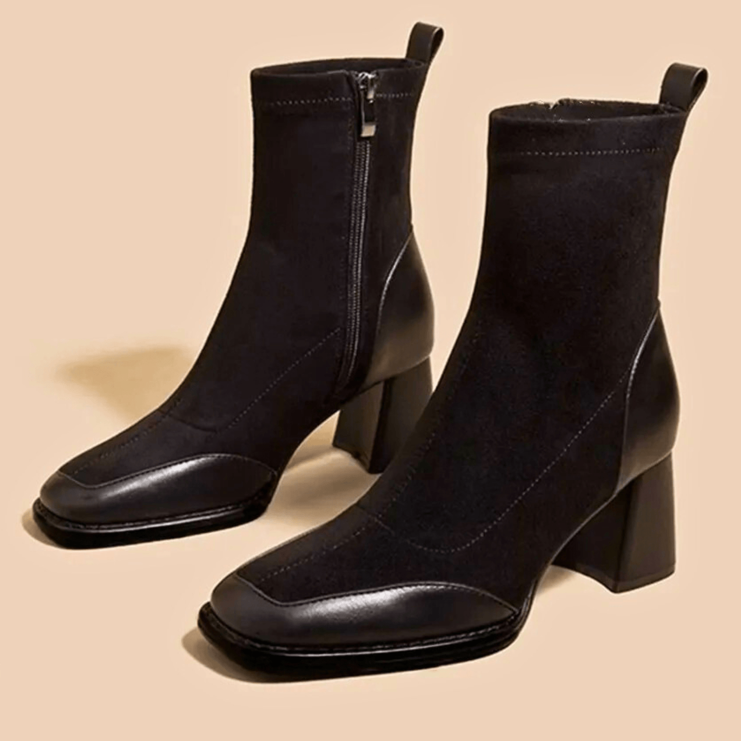 Women's Ankle Boots Square Toe Side Zipper