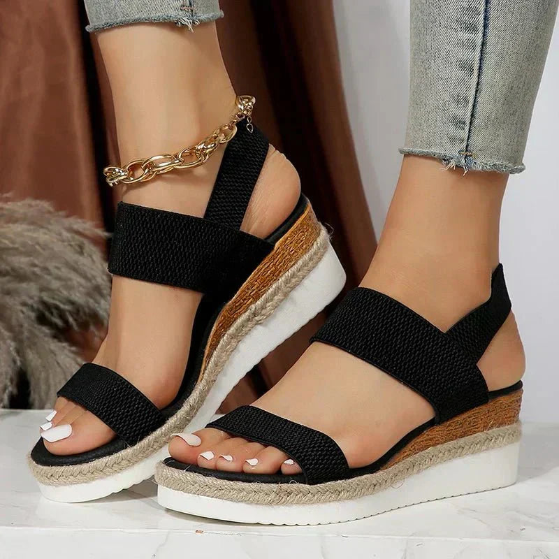 Orthopedic Women's Wedge Sandals Stretch Elastic Strap Platform Walking Shoes
