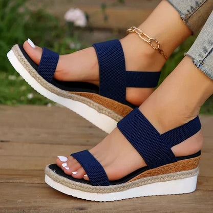 Orthopedic Women's Wedge Sandals Stretch Elastic Strap Platform Walking Shoes