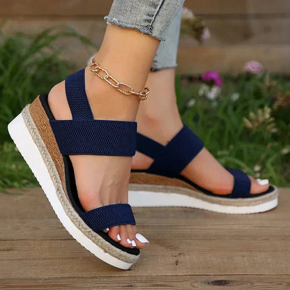 Orthopedic Women's Wedge Sandals Stretch Elastic Strap Platform Walking Shoes