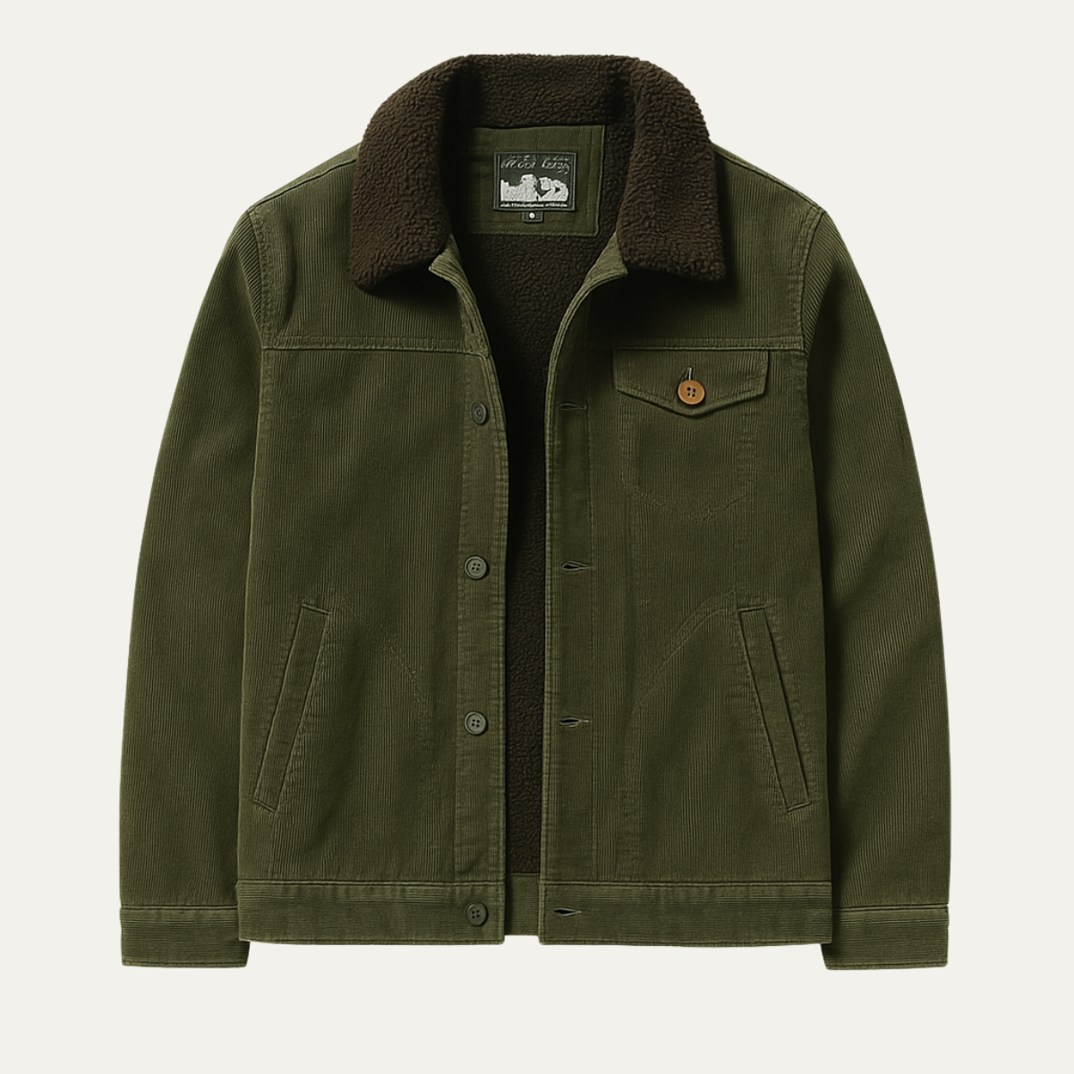 Men's Corduroy Winter Jacket Fur Collar Brown - Fashinoza