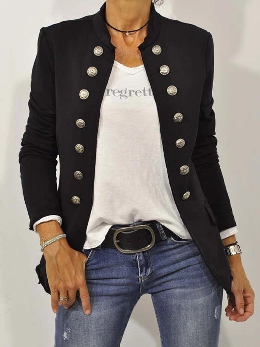 Women's Military Blazer Button Down - Fashinoza