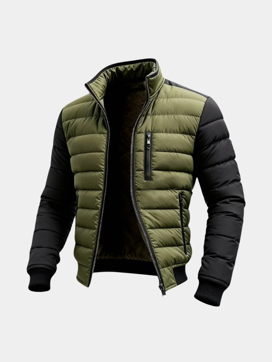 Men's Color Block Puffer Jacket - Fashinoza