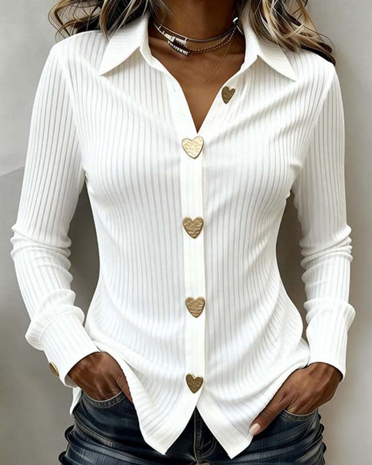 Morgan Women's Button Down Shirt Cotton White - Fashinoza
