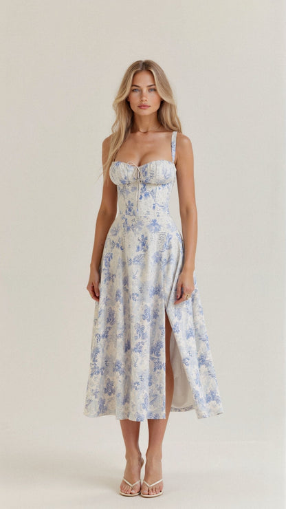 Women's Corset Midi Dress Elegant Figure Flattering