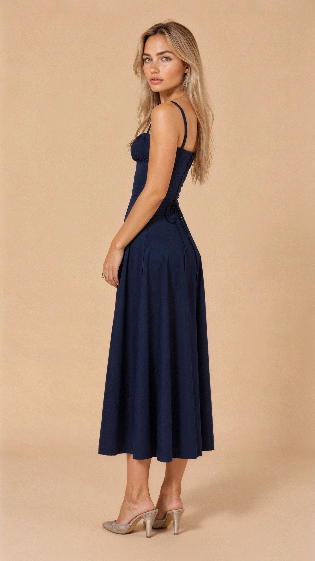 Women's Corset Midi Dress Elegant Figure Flattering