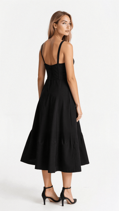 Women's Corset Midi Dress Elegant Figure Flattering