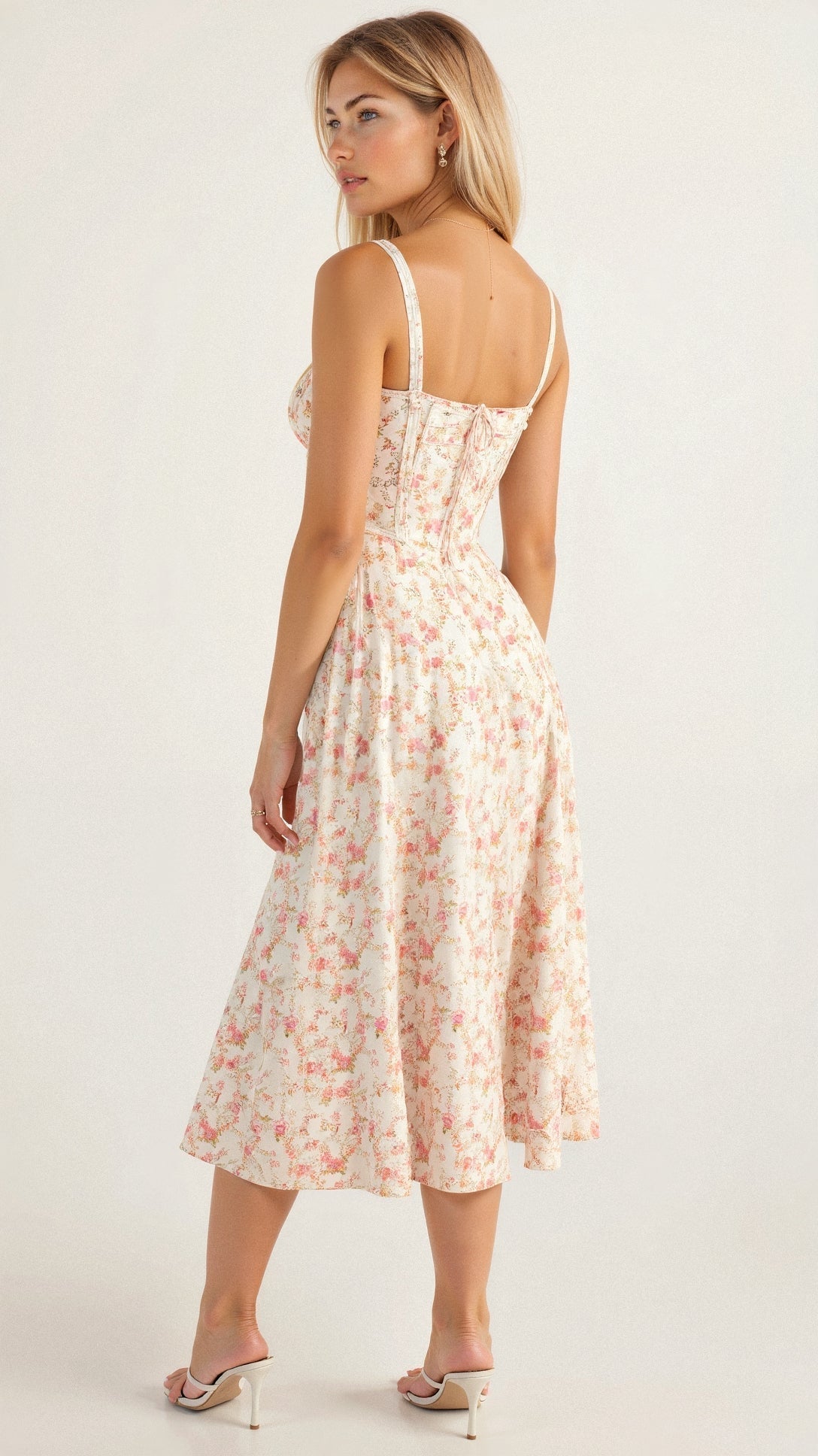 Women's Corset Midi Dress Elegant Figure Flattering