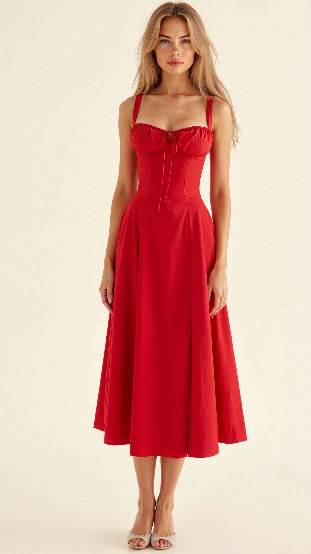 Women's Corset Midi Dress Elegant Figure Flattering