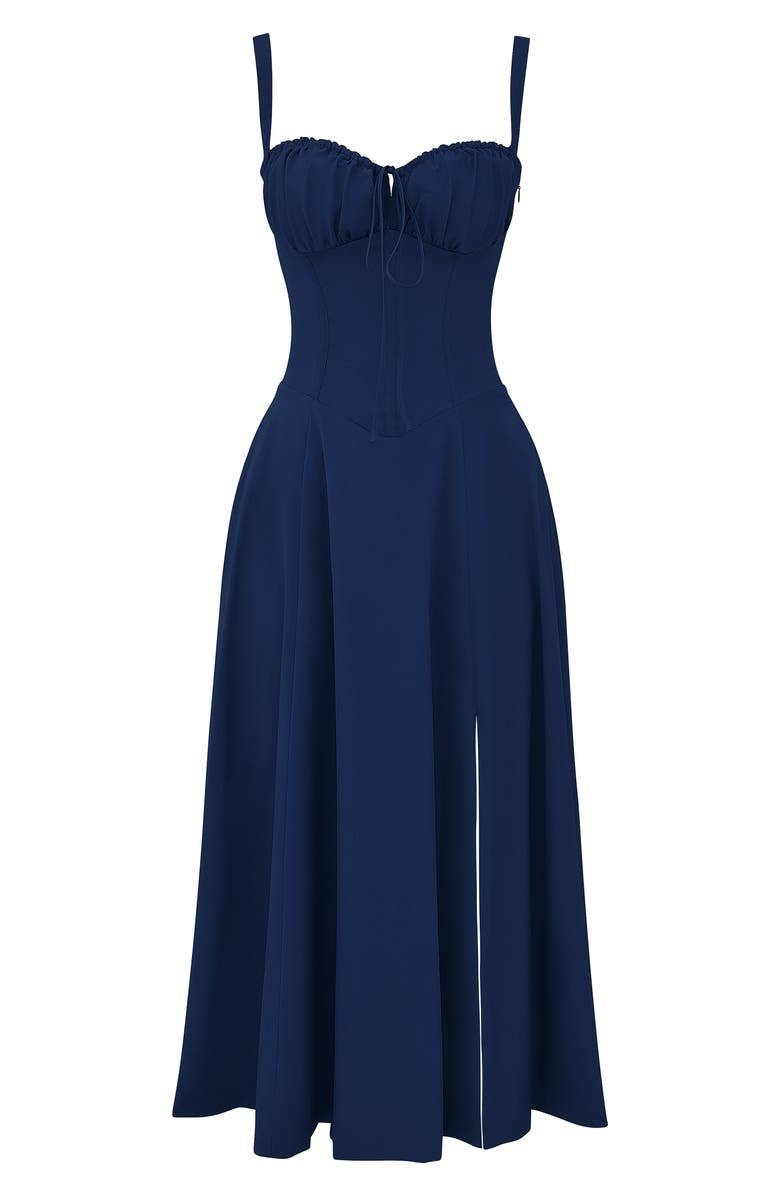 Women's Corset Midi Dress Elegant Figure Flattering