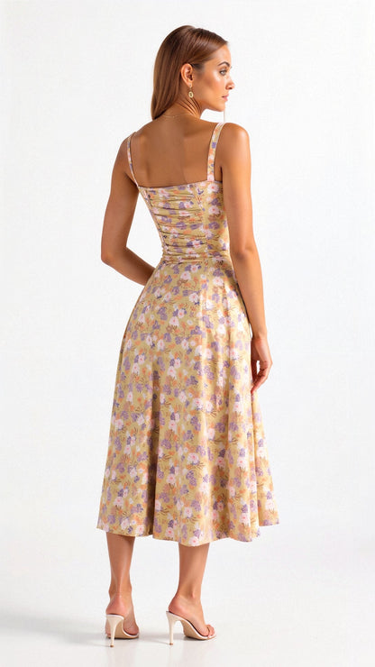 Women's Corset Midi Dress Elegant Figure Flattering
