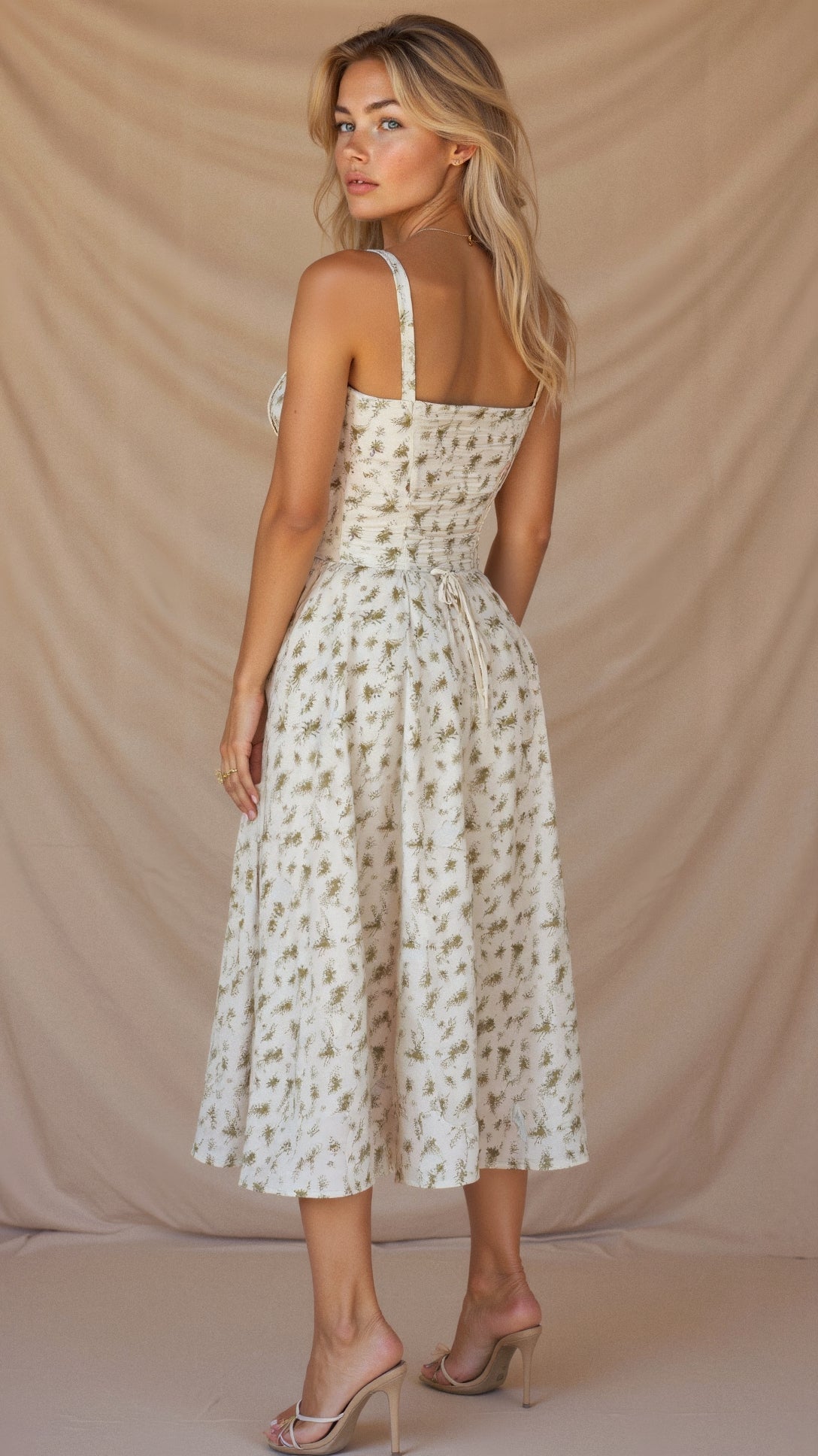 Women's Corset Midi Dress Elegant Figure Flattering