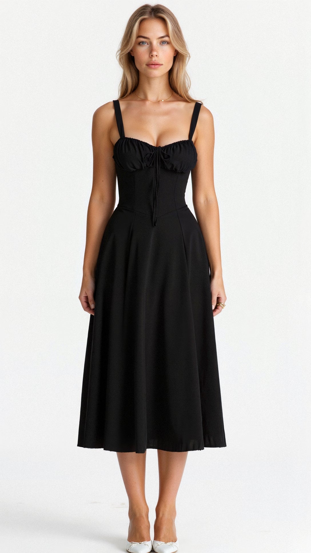 Women's Corset Midi Dress Elegant Figure Flattering
