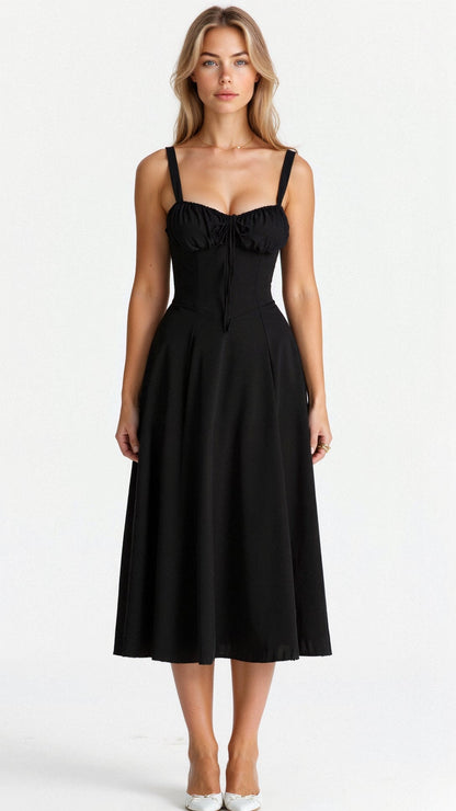 Women's Corset Midi Dress Elegant Figure Flattering