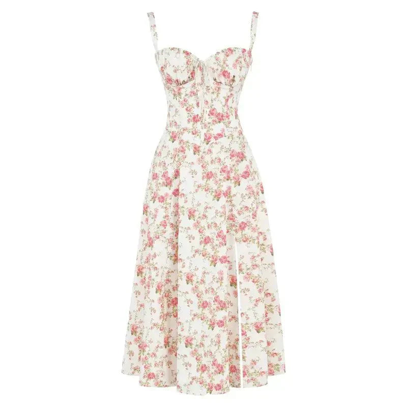 Women's Corset Midi Dress Elegant Figure Flattering