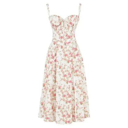 Women's Corset Midi Dress Elegant Figure Flattering