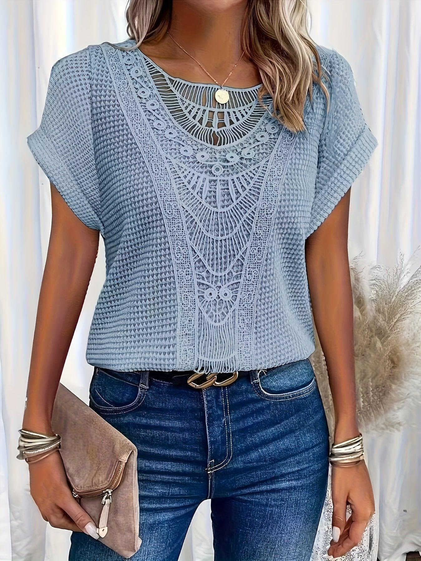 Image of Nadia | Women's Lace Short Sleeve Casual Top