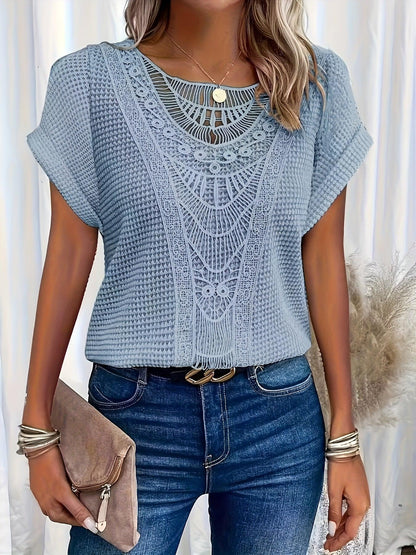 Image of Nadia | Women's Lace Short Sleeve Casual Top