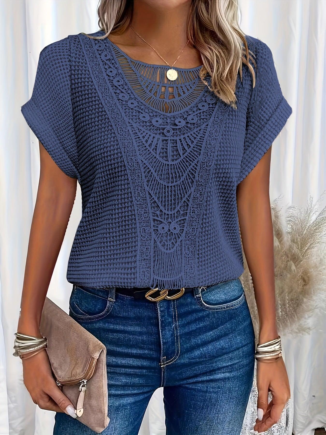 Image of Nadia | Women's Lace Short Sleeve Casual Top