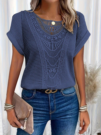 Image of Nadia | Women's Lace Short Sleeve Casual Top