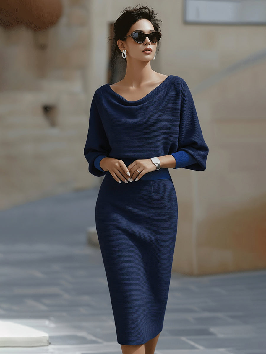 Draped Midi Knit Gown