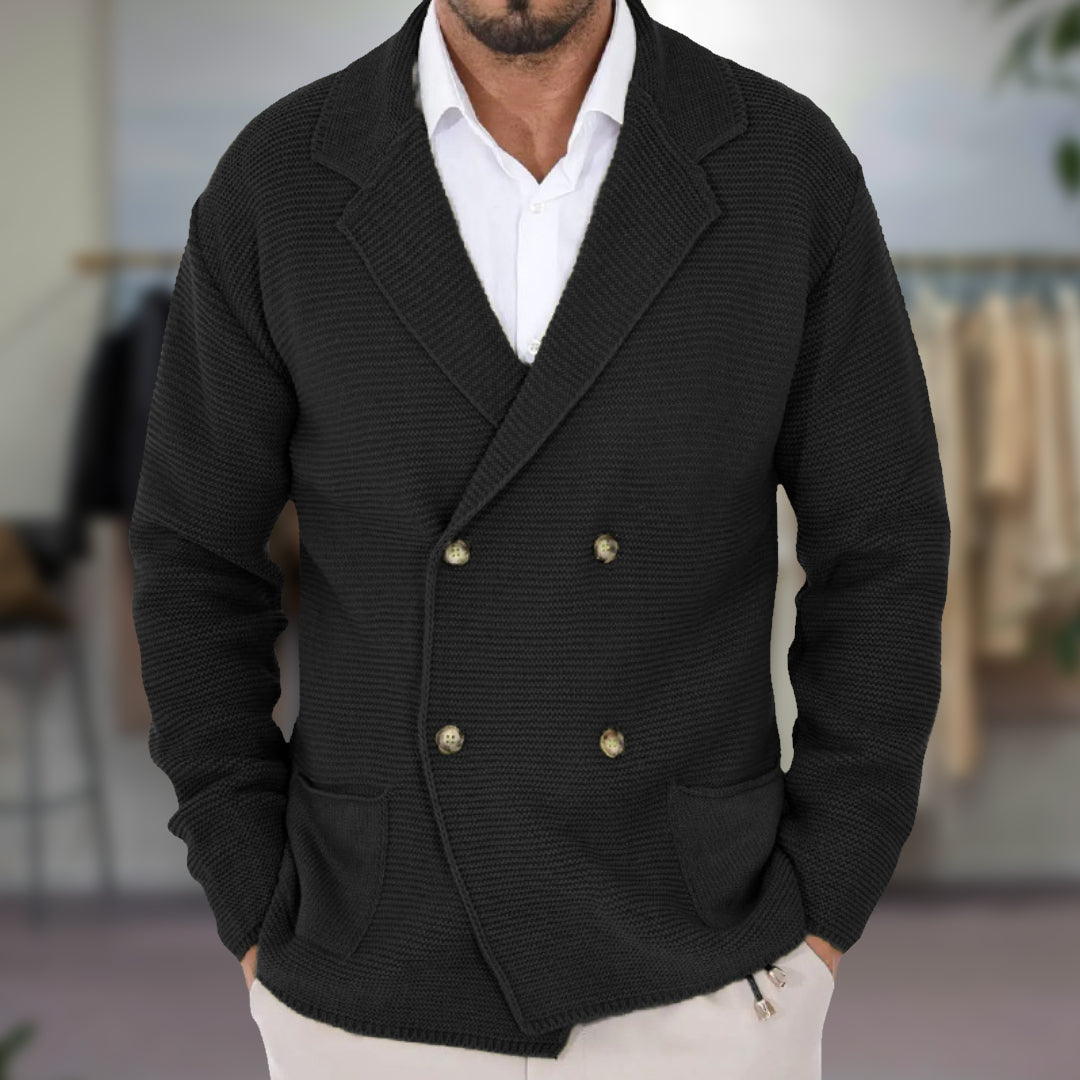 Men's Knit Cardigan Double-Breasted Blazer Style