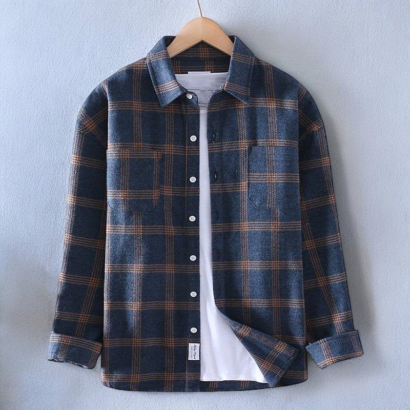 Men's Long-Sleeve Button-Up Casual Shirt - Fashinoza