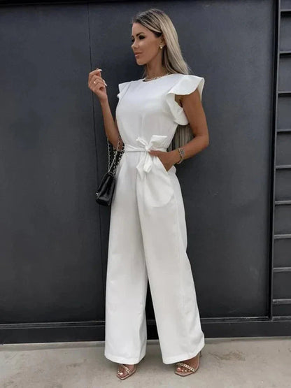 Women's Wide Leg Tie Waist Jumpsuit